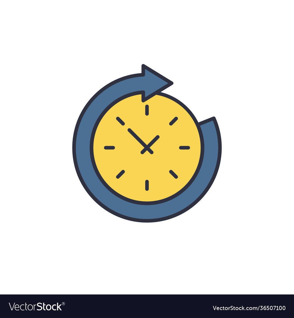 Real time icon color line outline sign linear Vector Image Real time icon color line outline sign linear