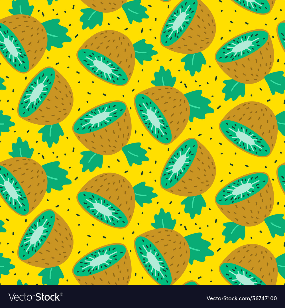 Seamless cute pattern with kiwi