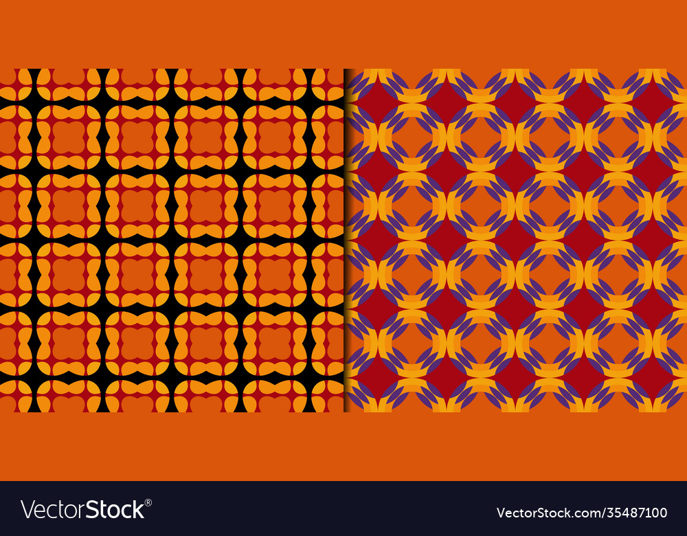 Set seamless patterns with colorful ornament