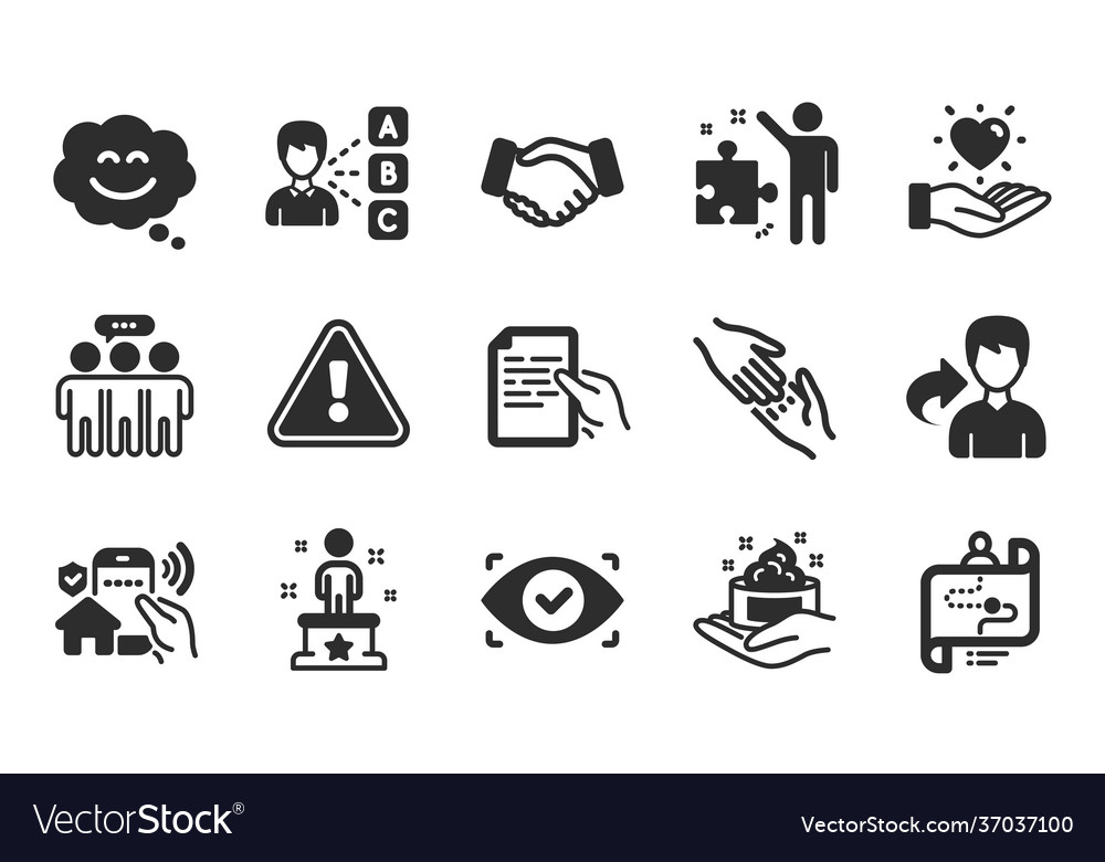 Share success and hold document icons set