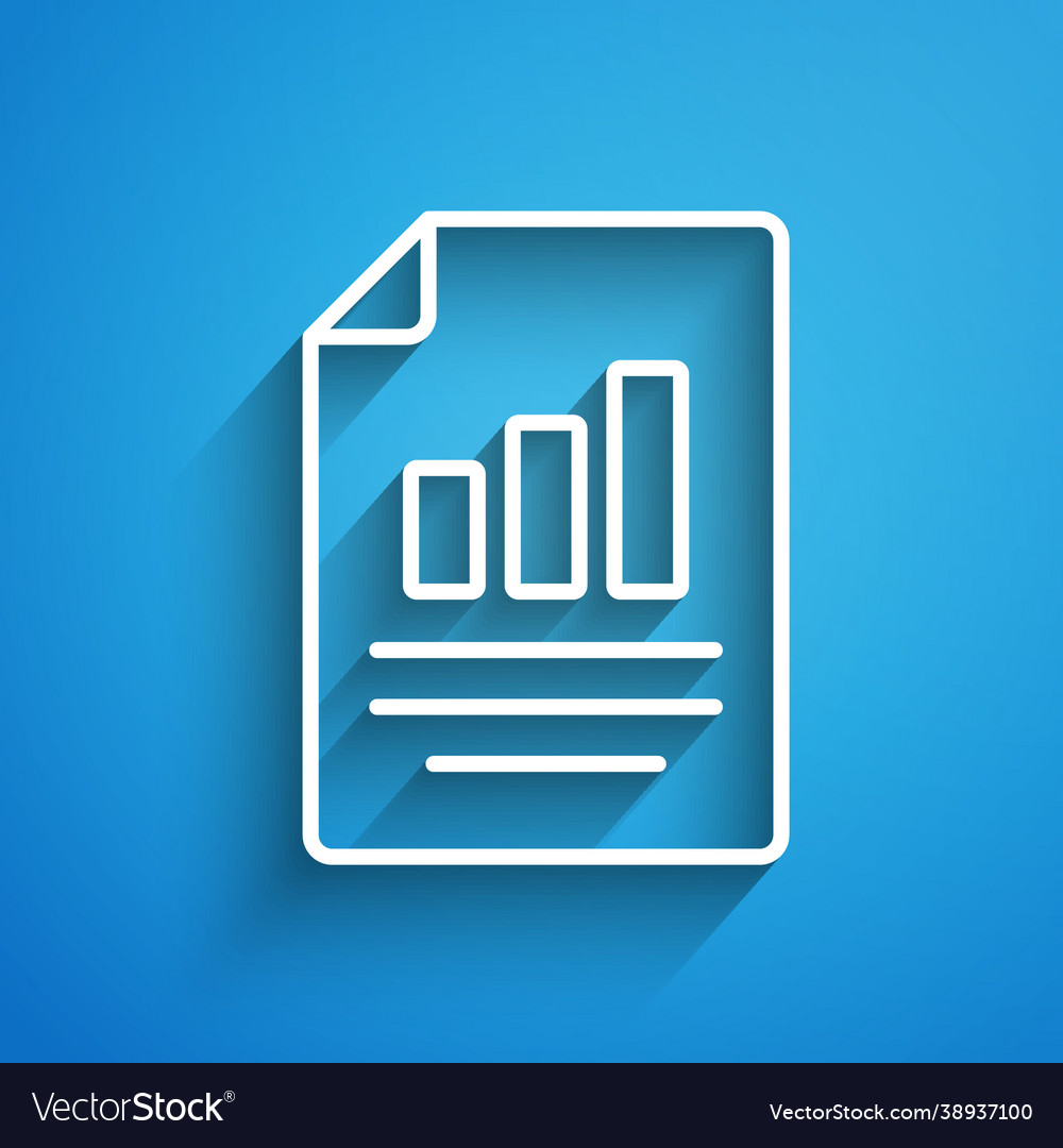 White line document with graph chart icon isolated