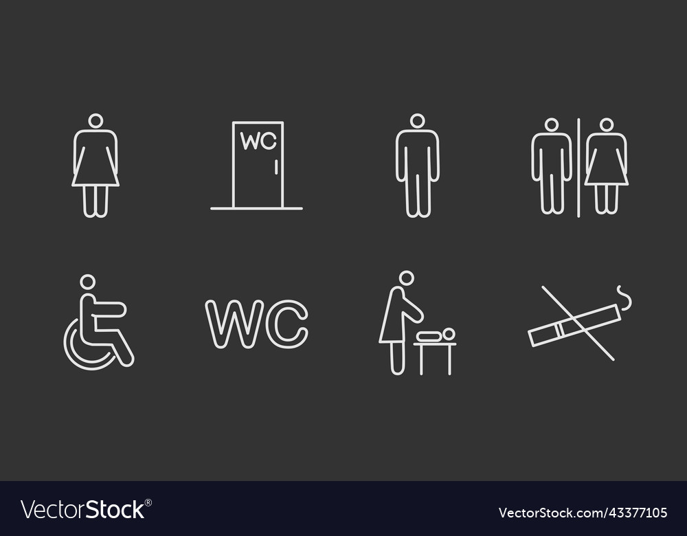 A set of toilet navigation icons wayfinding wc vector image A set of toilet navigation icons wayfinding wc