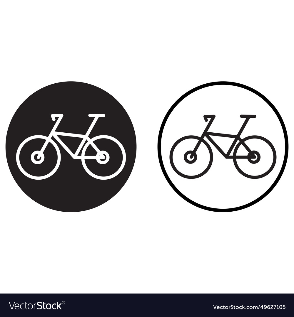 Bicycle icon set in two styles isolated on white vector image Bicycle icon set in two styles isolated on white