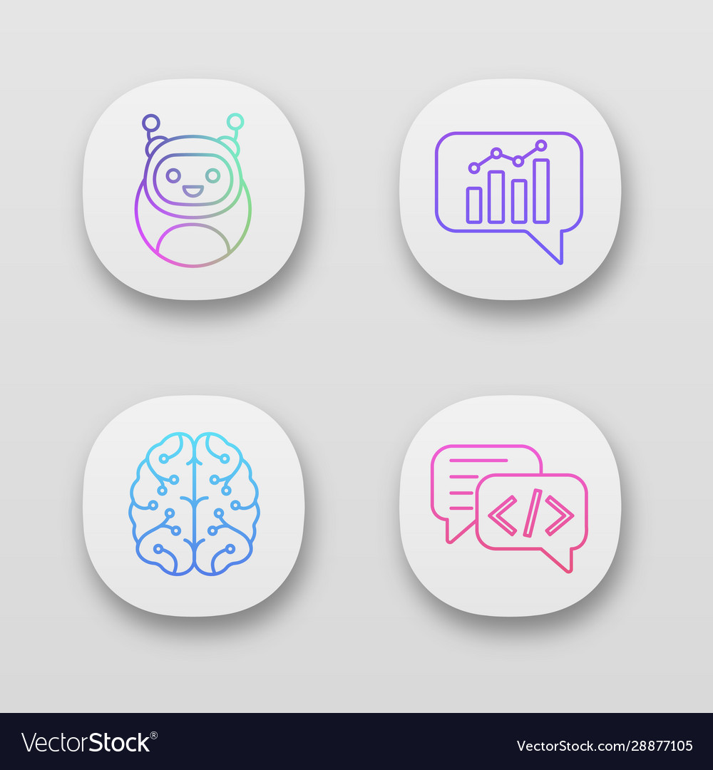 Chatbots app icons set vector image Chatbots app icons set