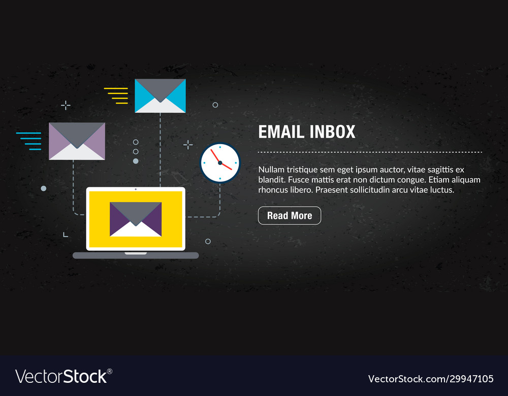 Email inbox banner internet with icons vector image Email inbox banner internet with icons