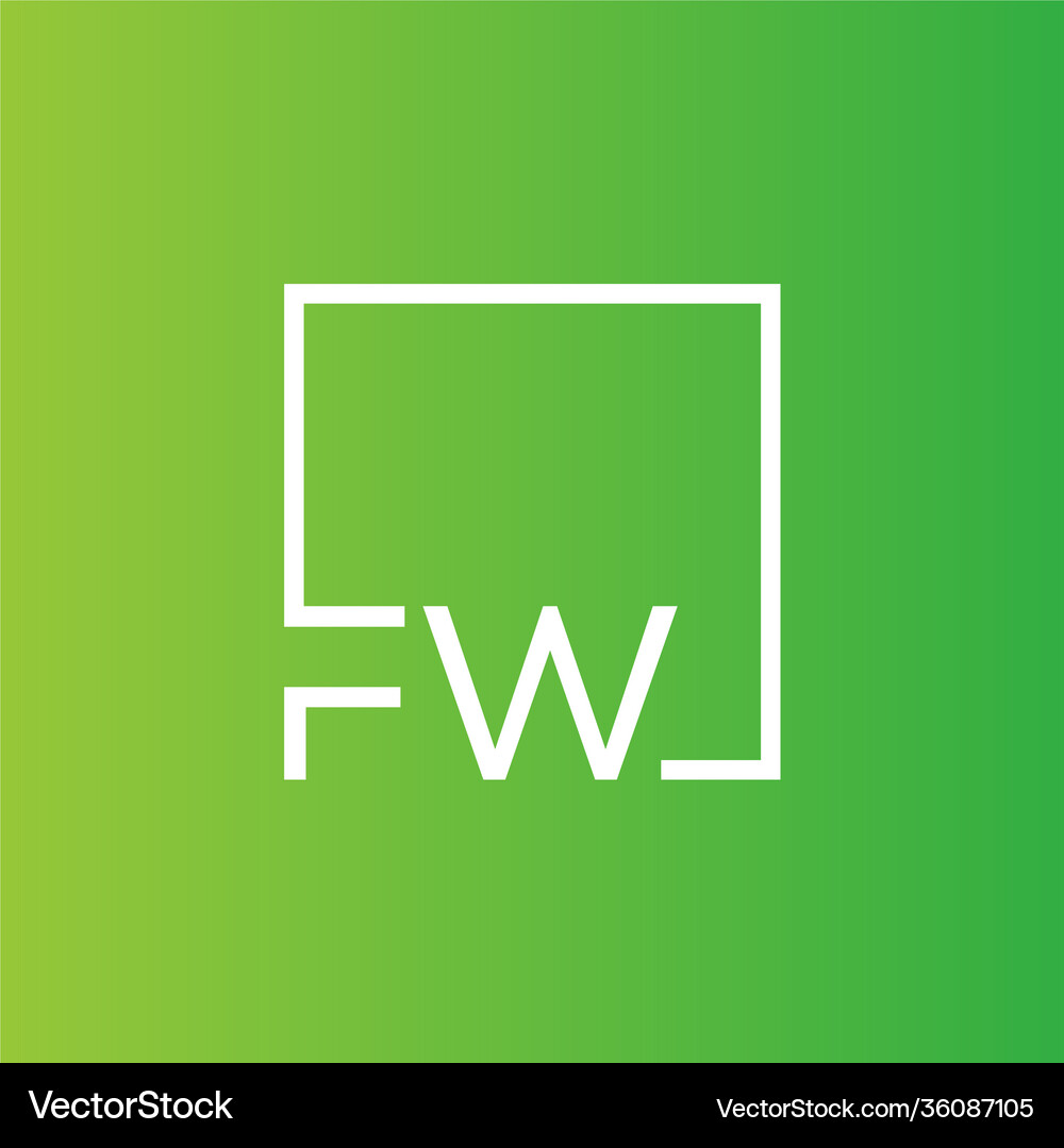 FW Initial Square Logo Royalty Free Vector Image