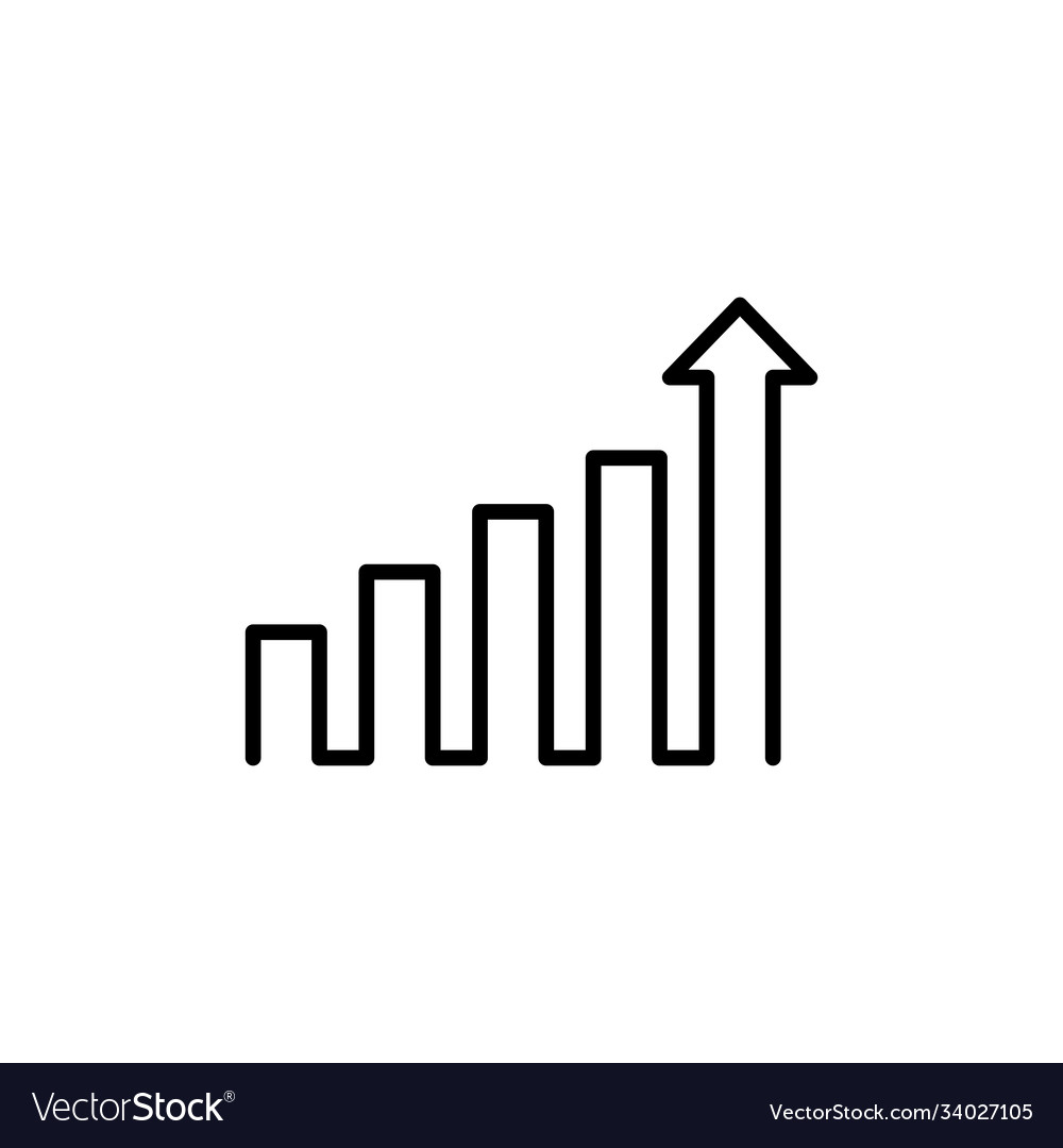 Growing graph icon in black chart with an upward Vector Image Growing graph icon in black chart with an upward