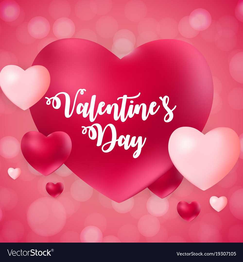 Happy Valentines Day Card With Heart Royalty Free Vector