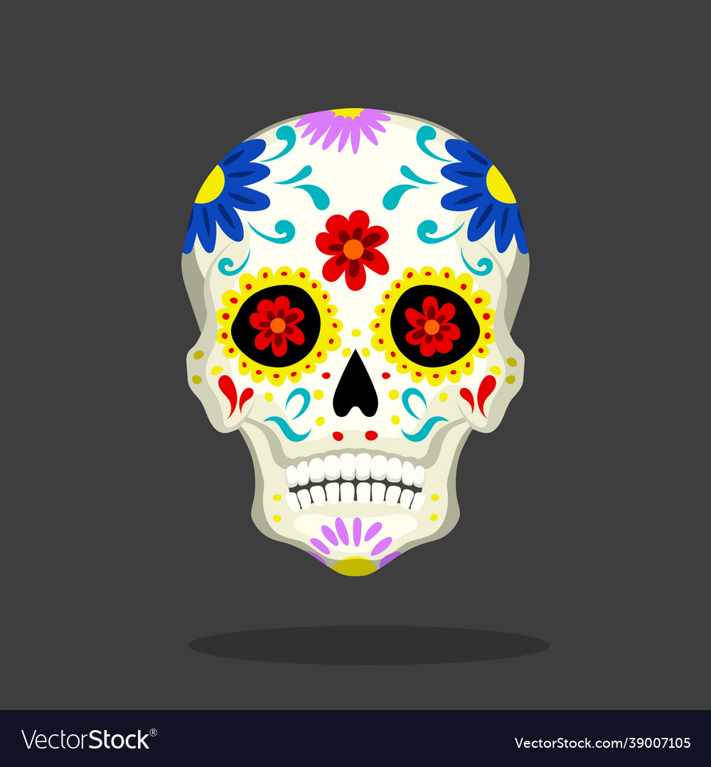 Mexican sugar skull day dead symbol vector image Mexican sugar skull day dead symbol