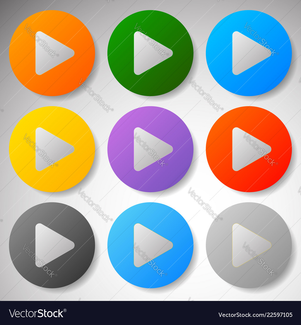 Modern flat play buttons with smooth gradients vector image Modern flat play buttons with smooth gradients
