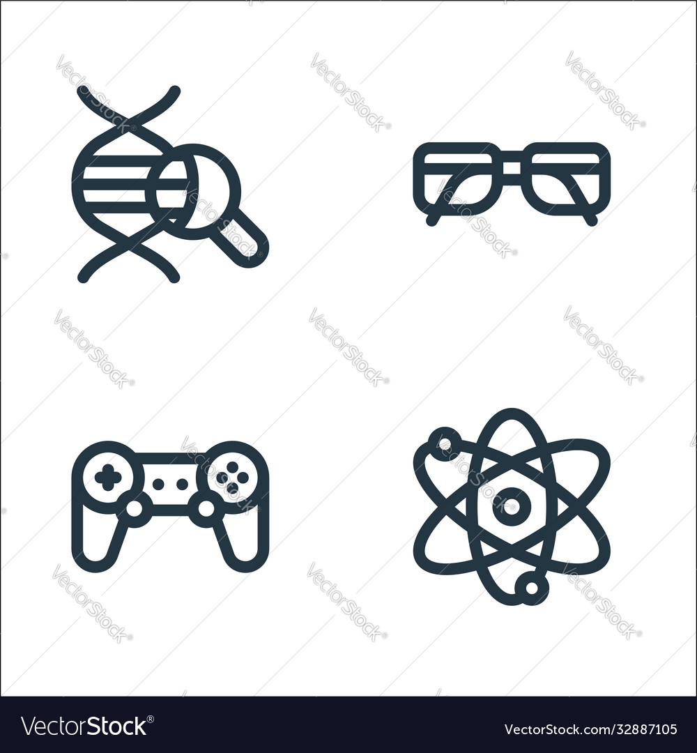 Nerd line icons linear set quality vector image Nerd line icons linear set quality