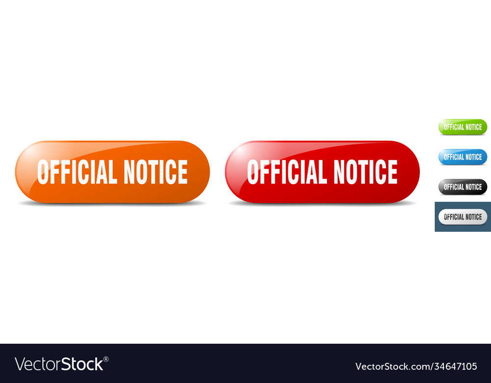 Official notice button key sign push set