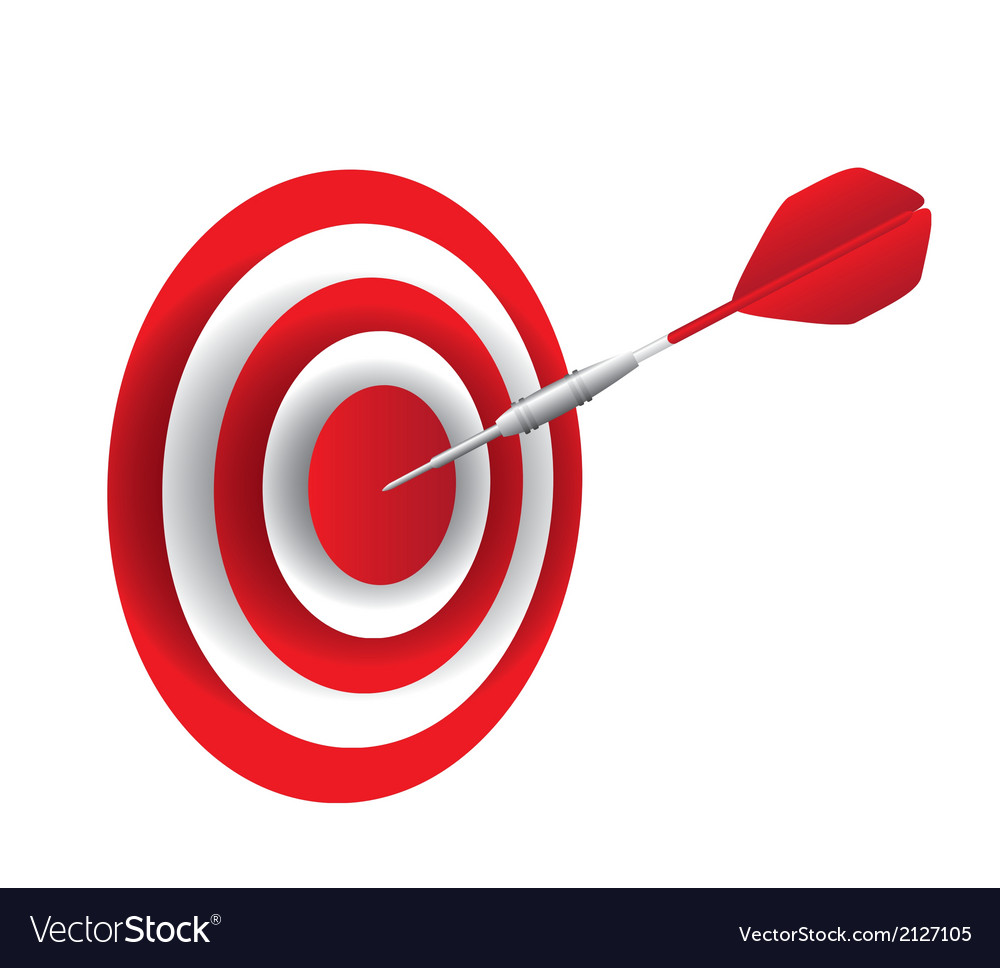 Red dart with dartboard isolated over white