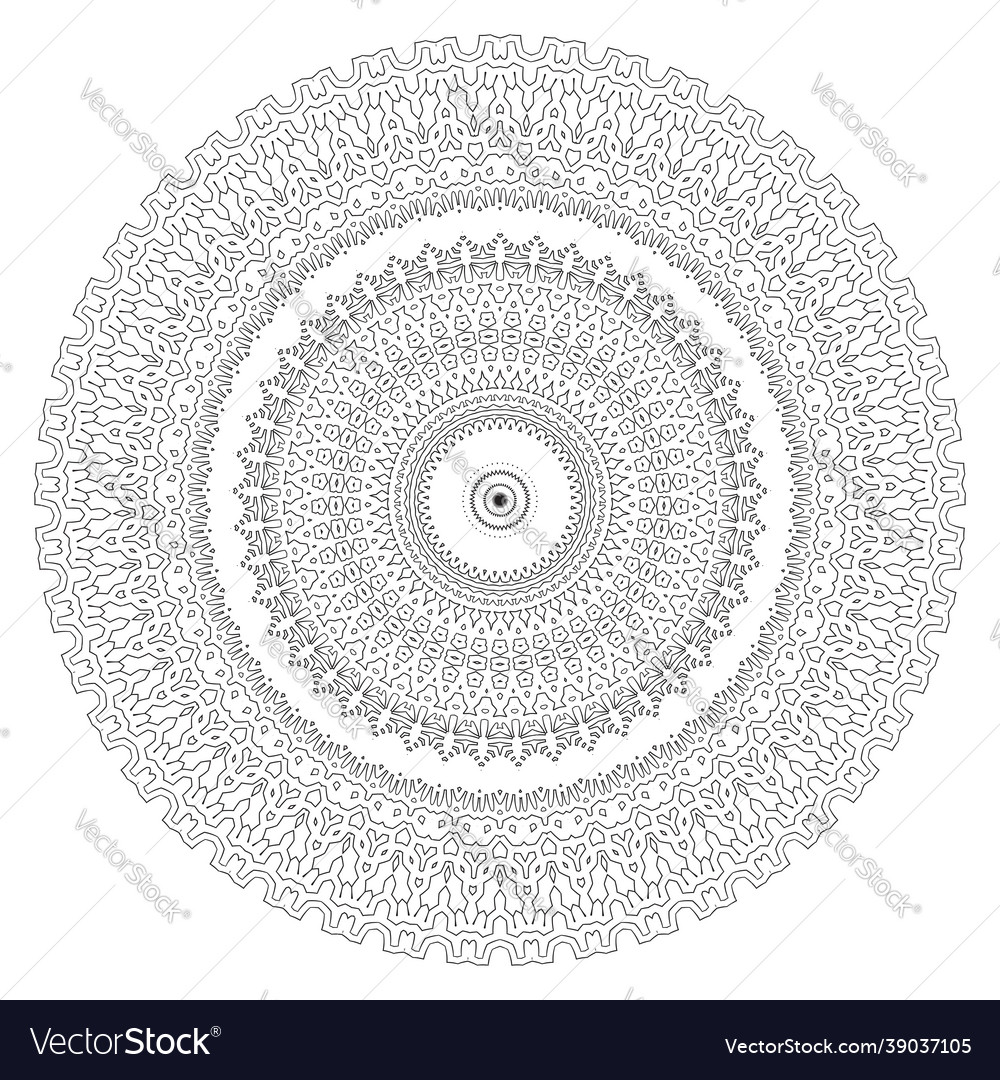 Round element for coloring book black and white