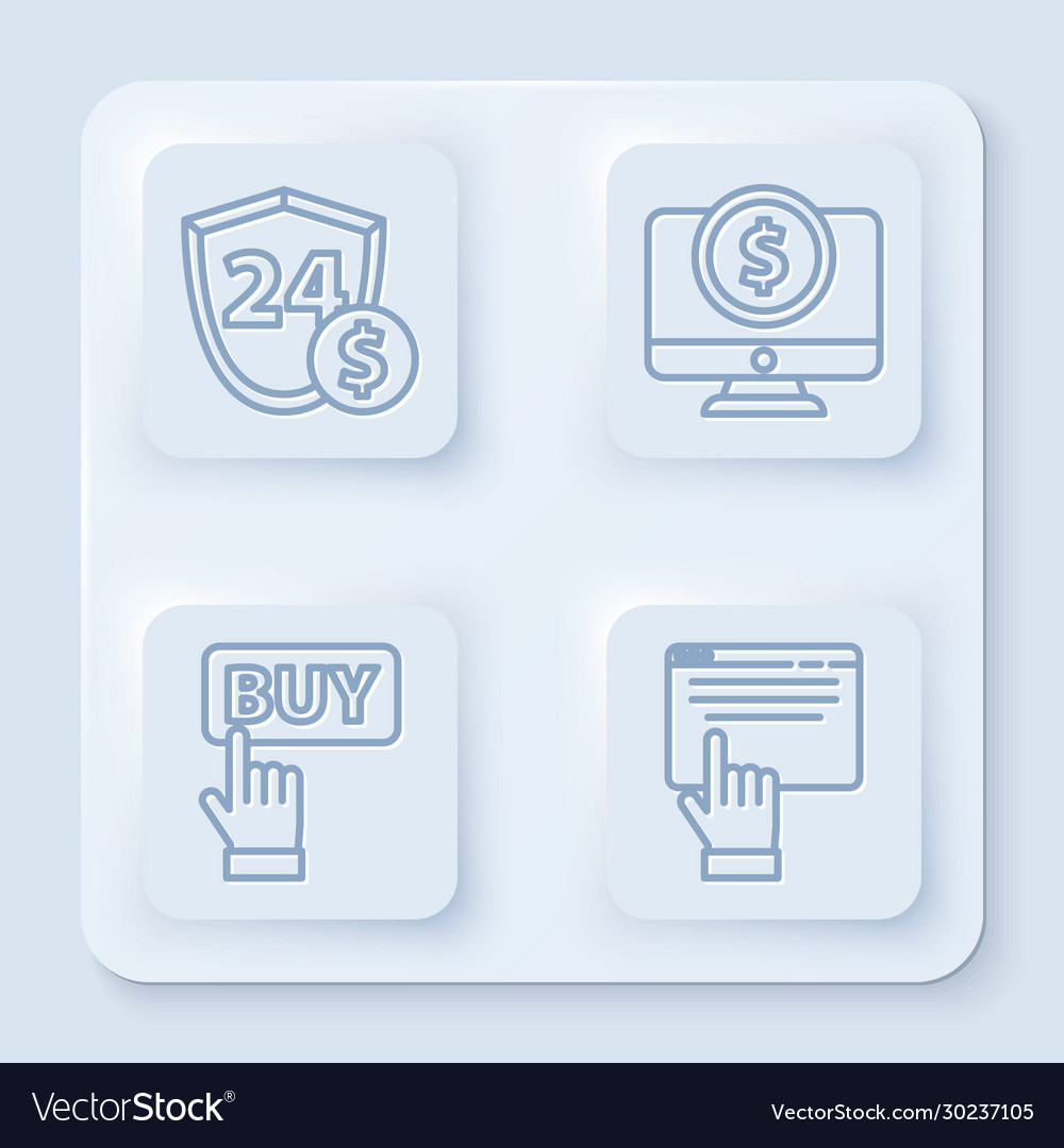 Set line shield with dollar computer monitor vector image Set line shield with dollar computer monitor