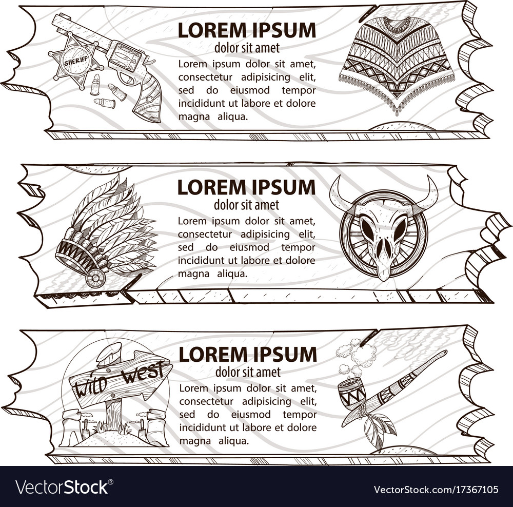 Set of three banners on attributes