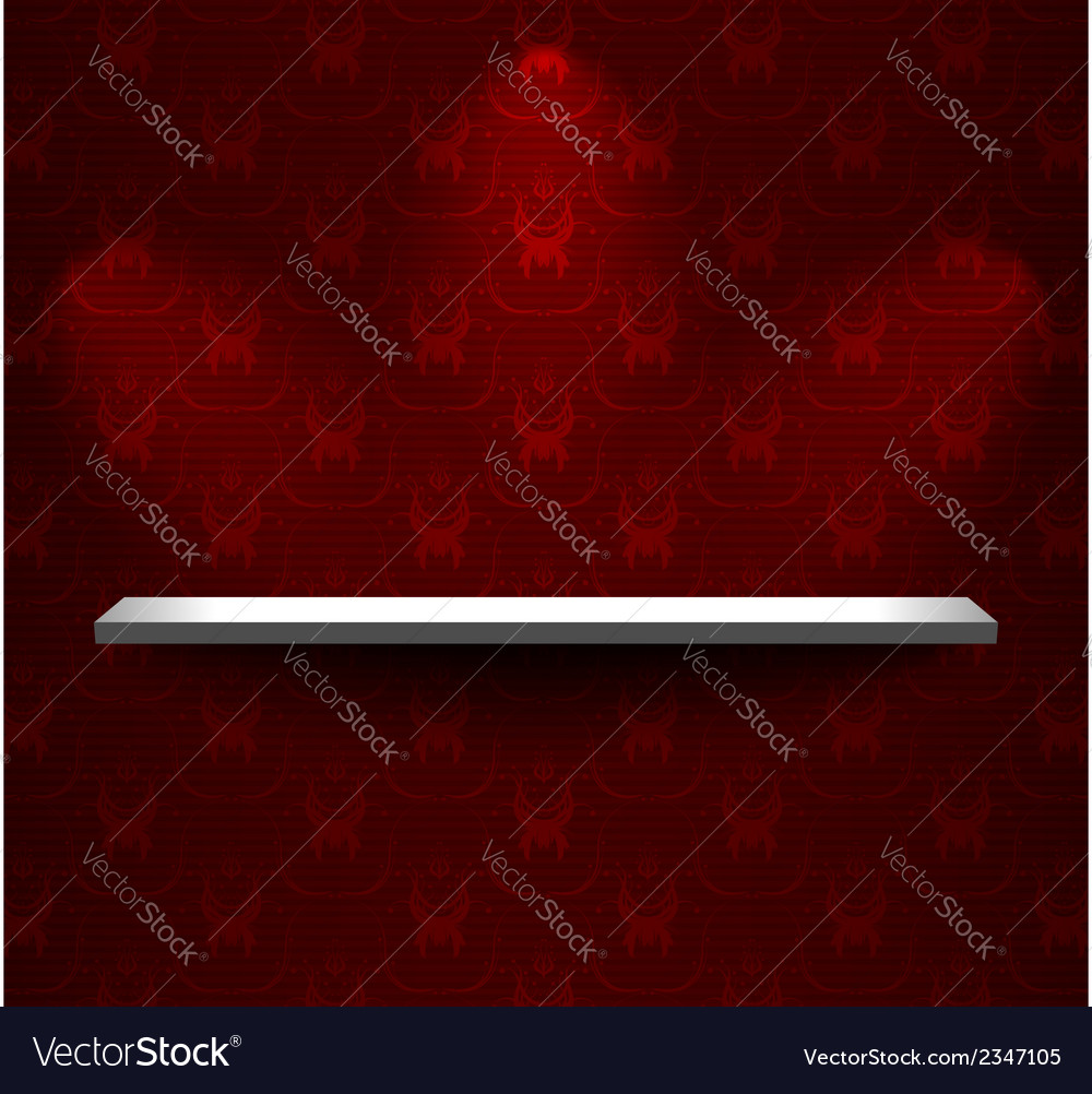 Shelf with red wallpaper Royalty Free Vector Image