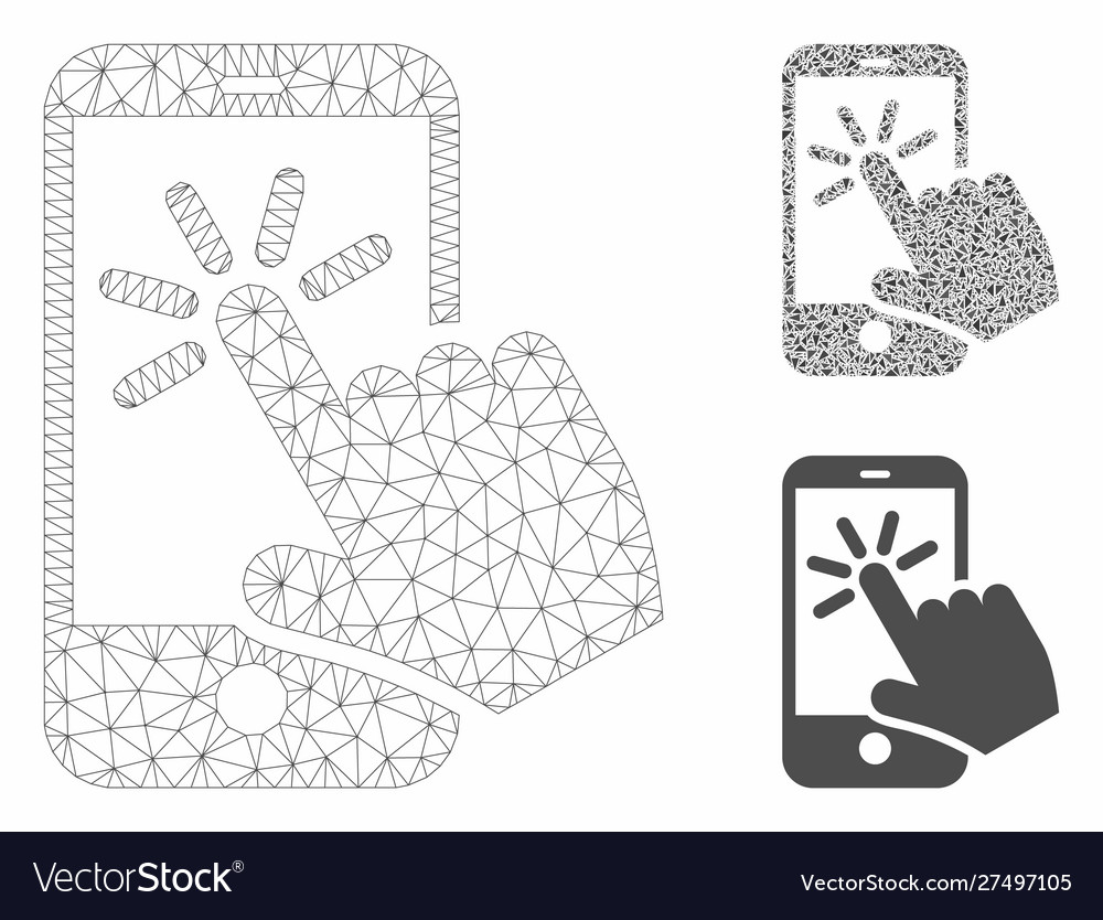 Smartphone click mesh carcass model vector image Smartphone click mesh carcass model