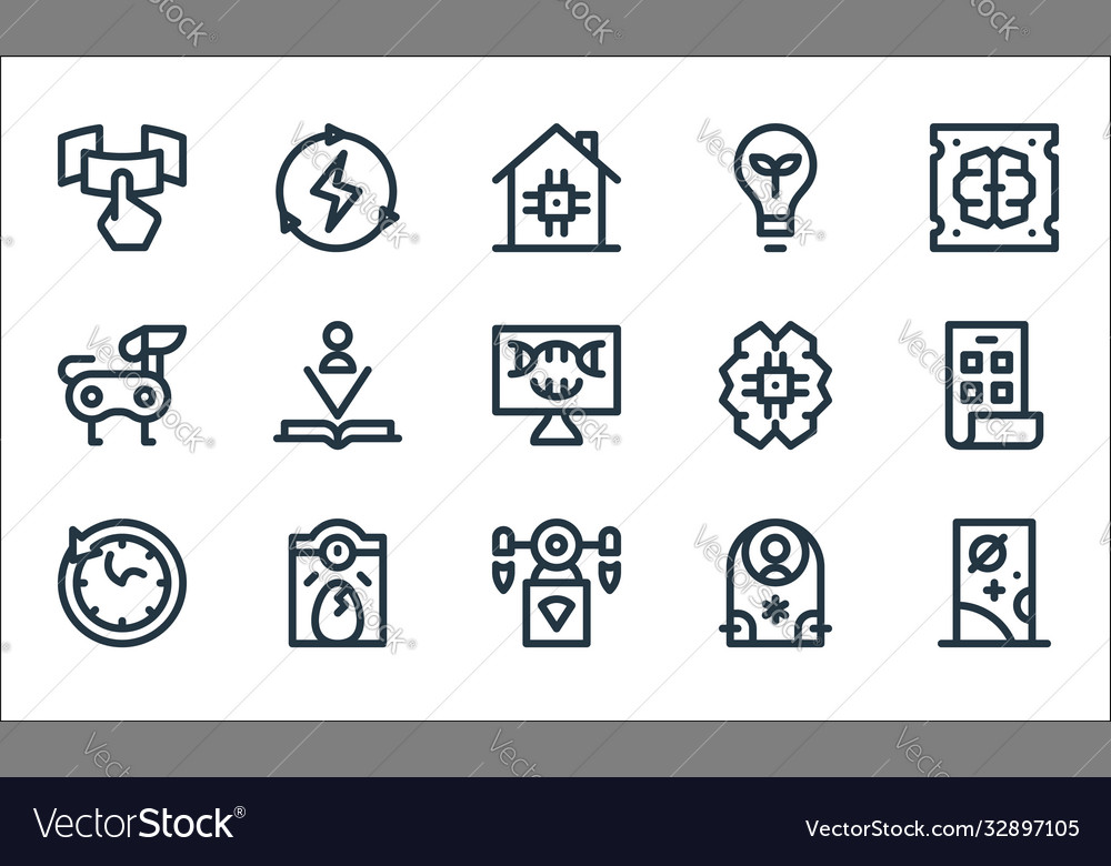 Technology future line icons linear set vector image Technology future line icons linear set