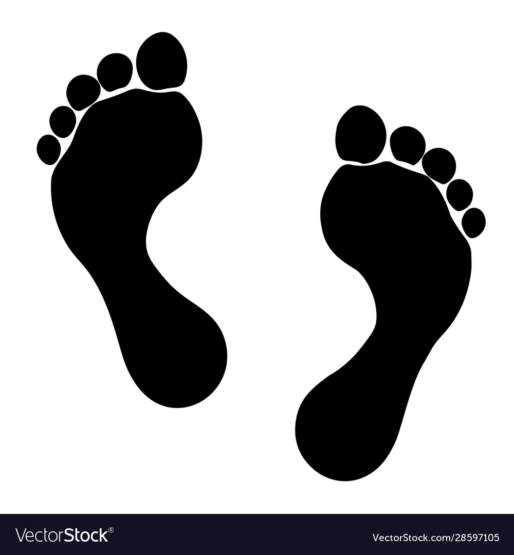 Two black man footprints isolated on white Vector Image