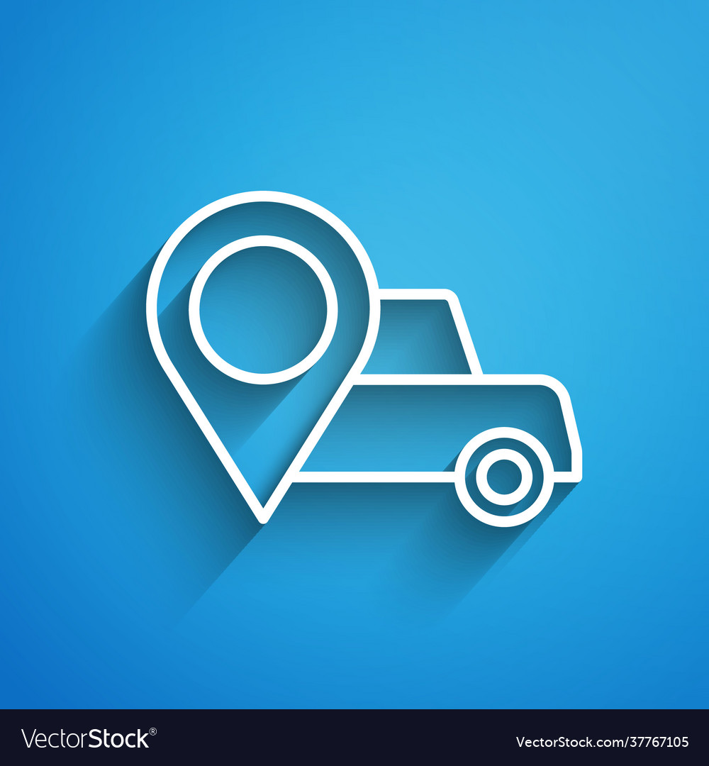 White line map pointer with taxi icon isolated vector image White line map pointer with taxi icon isolated