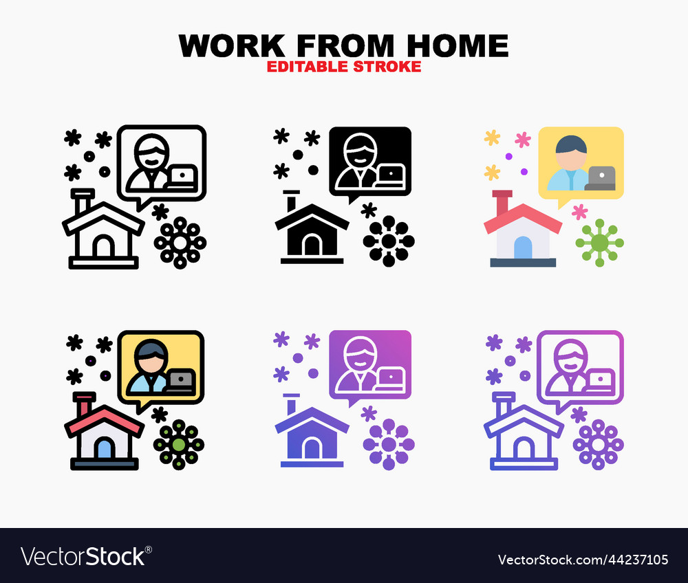 Work from home icon with different style vector image Work from home icon with different style