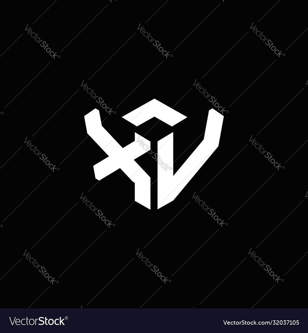 Xv logo monogram with emblem style ribbon design