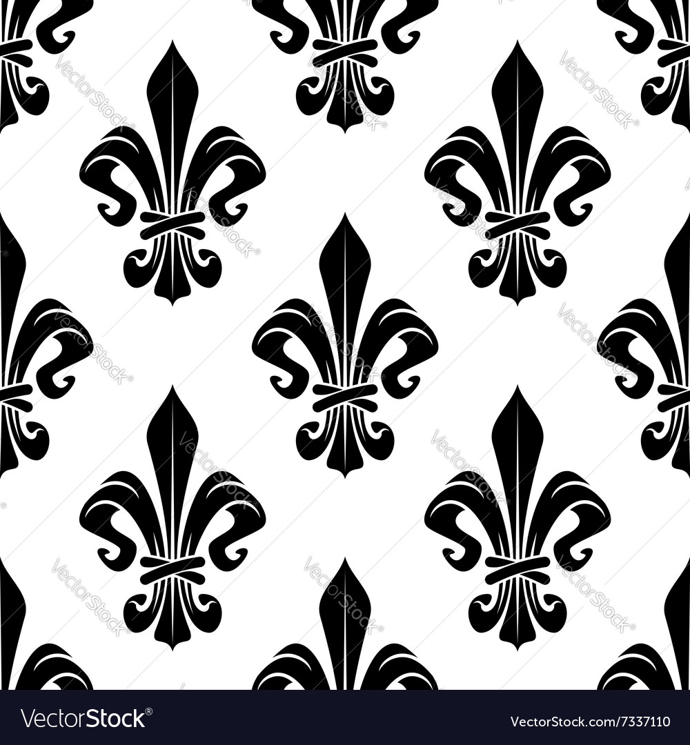 Black and white royal fleur-de-lis pattern Vector Image