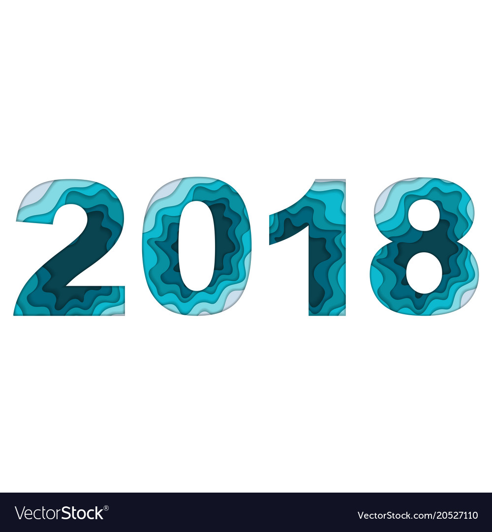 Blue number 2018 silhouette Royalty Free Vector Image