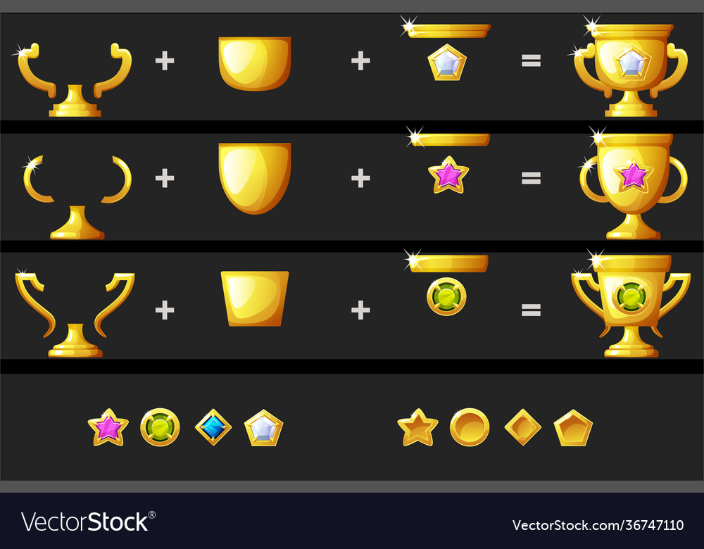 Create a gold goblet with diamond for game vector image Create a gold goblet with diamond for game