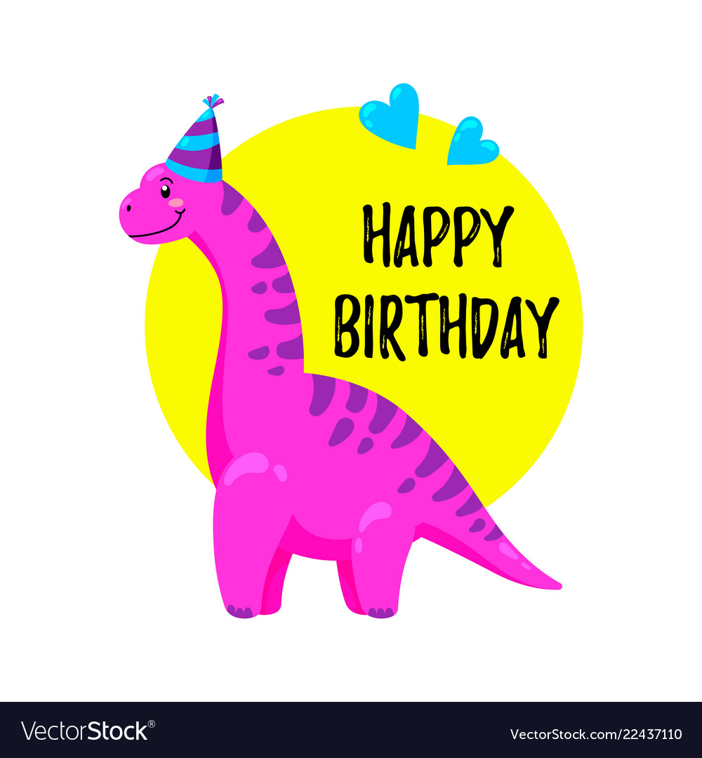 Cute greeting card with a dinosaur party Vector Image