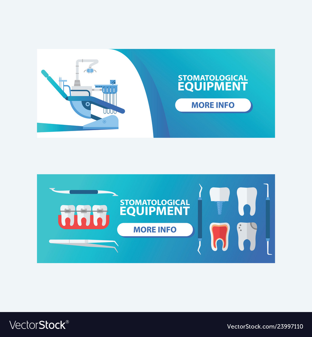 Dental stomatological equipment set of banners