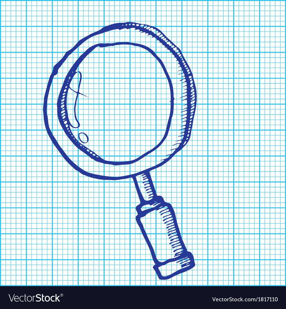 drawing of magnifying glass on graph paper vector image graph paper vector