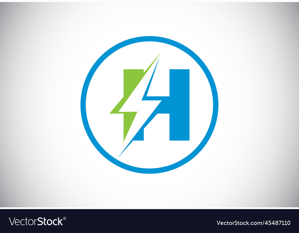 Initial h letter logo design with lighting Vector Image