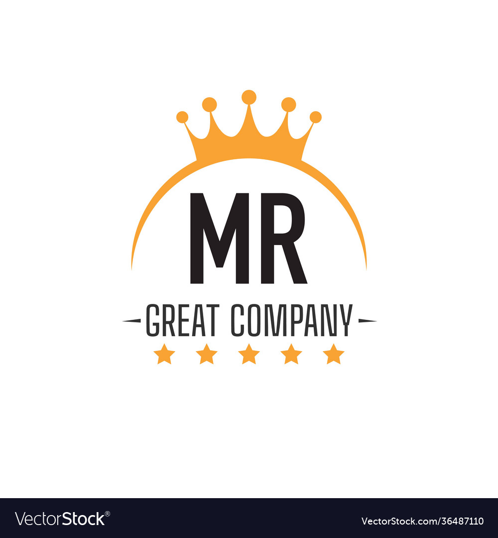 Initial letter mr king design logo concept