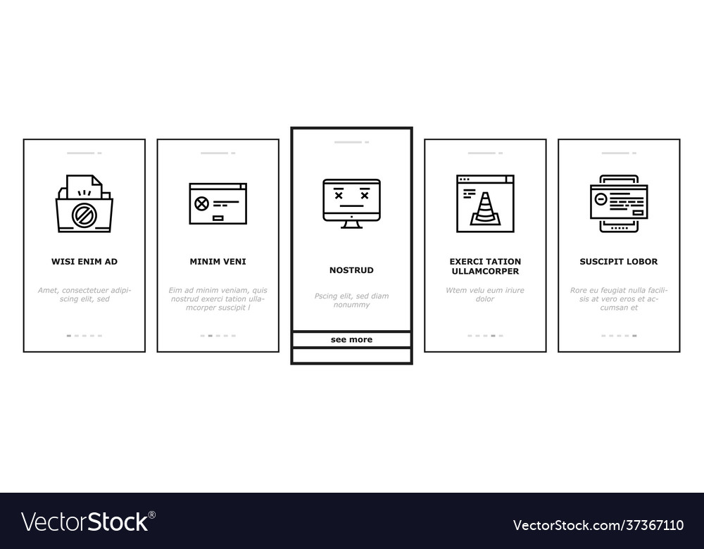 Not found web page onboarding icons set vector image Not found web page onboarding icons set