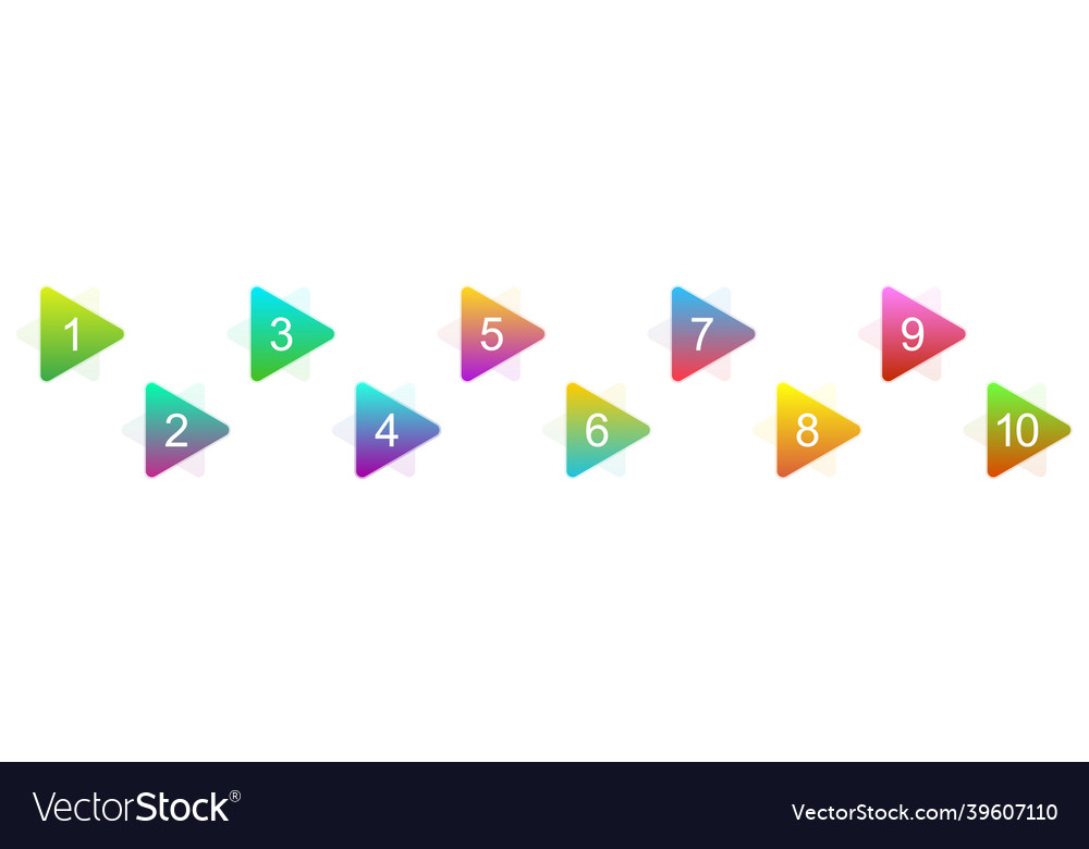 Number bullet points 1 to 10 creative triangular vector image Number bullet points 1 to 10 creative triangular