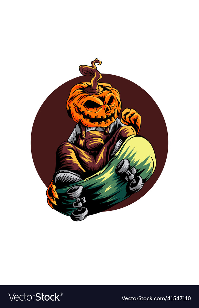 Pumpkin with skateboard