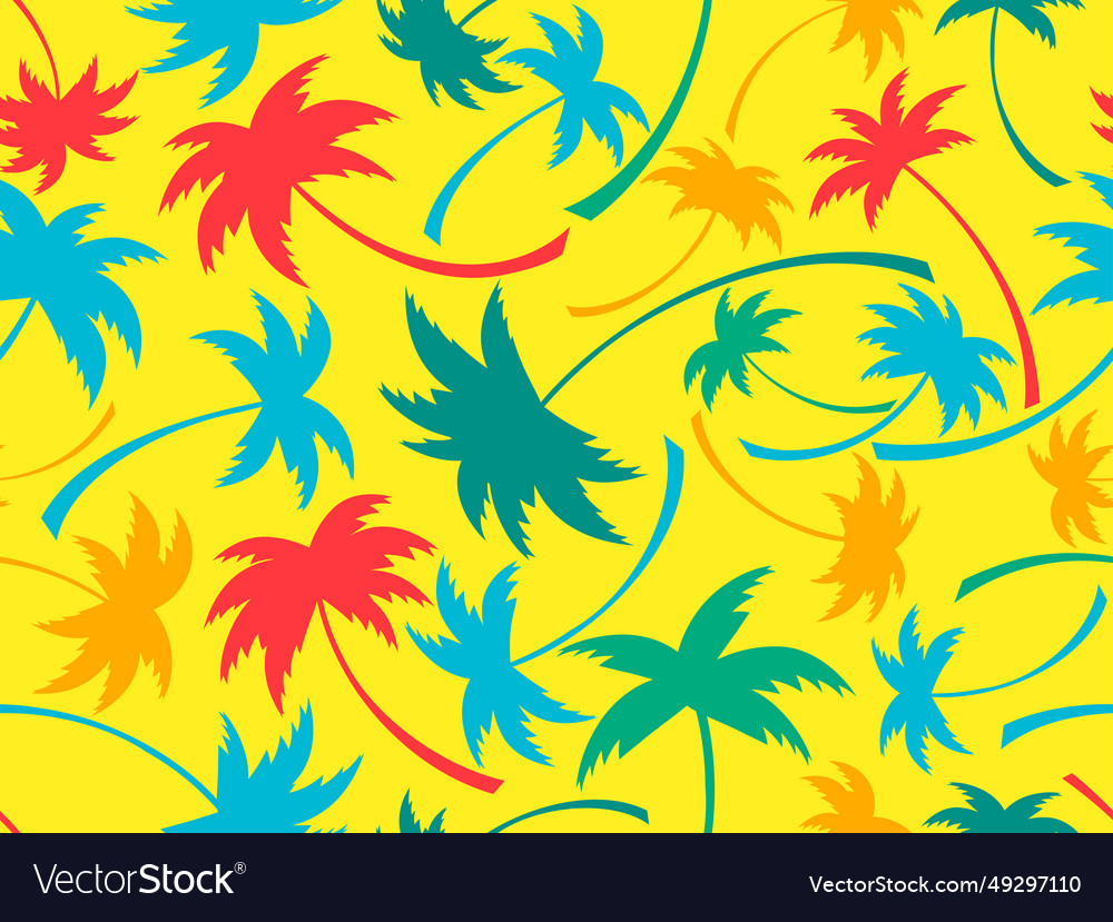 Seamless pattern with colorful palm trees summer vector image Seamless pattern with colorful palm trees summer