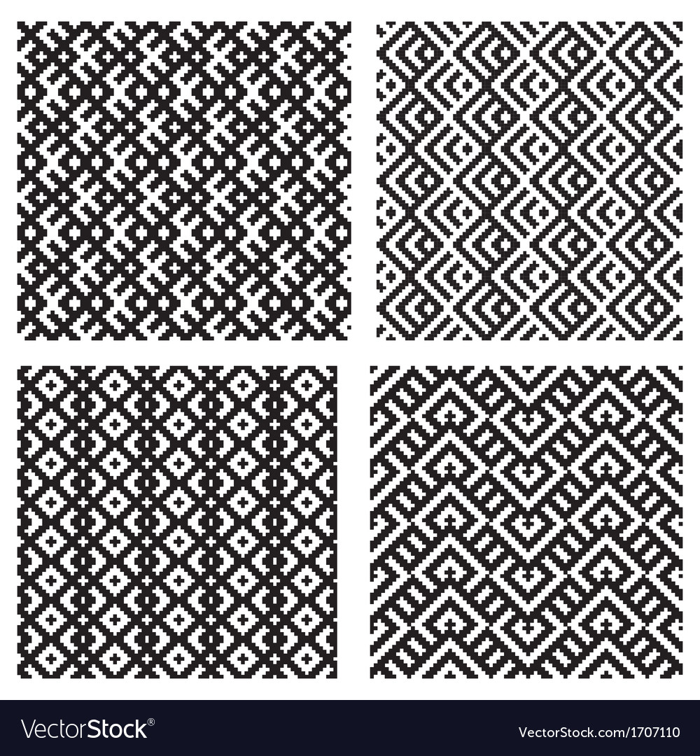 Set of 4 monochrome elegant seamless patterns