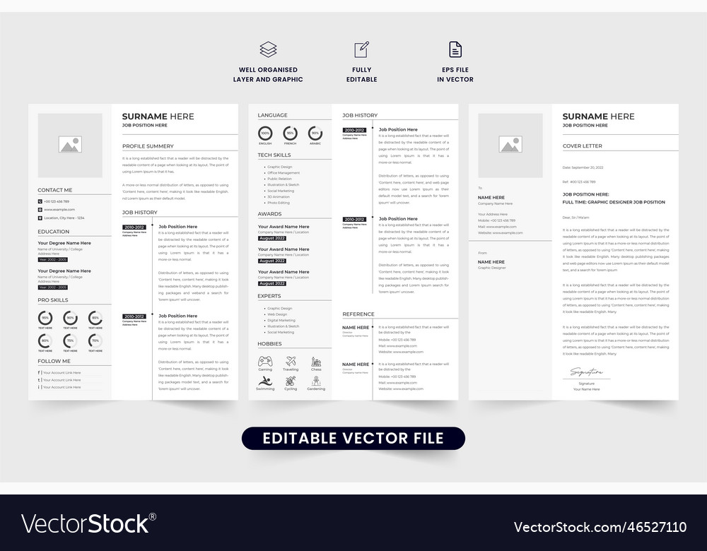 Simple job application cv template