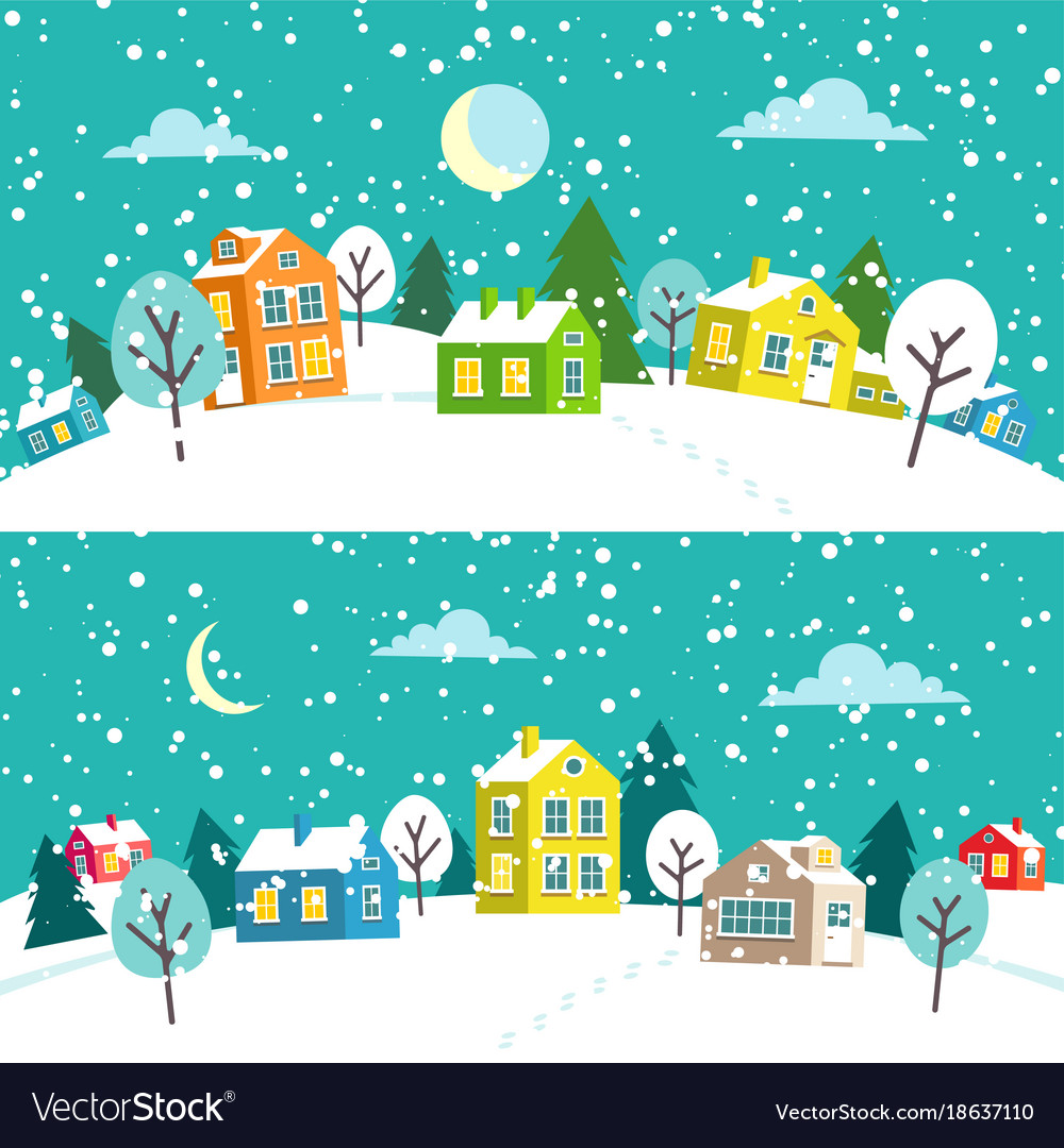 Snowy Winter Village Landschaft