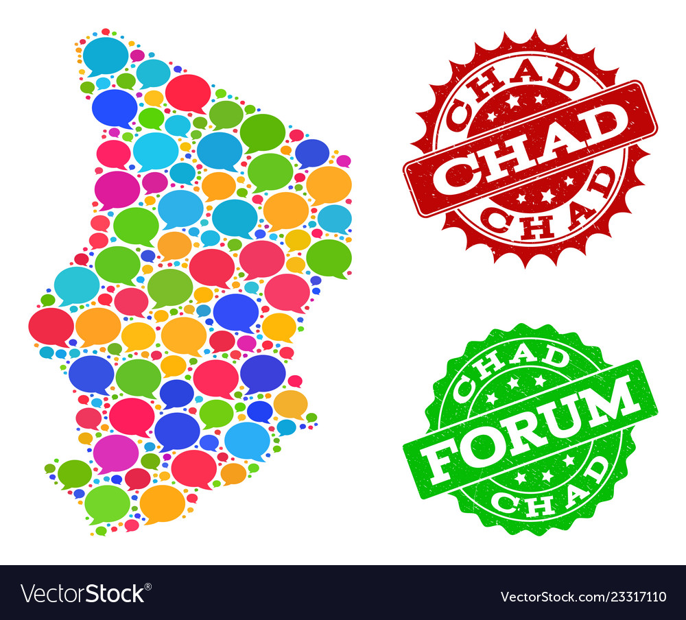 Social network map of chad with talk clouds
