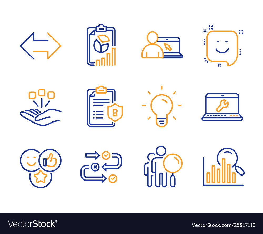 Survey progress like and smile icons set search vector image Survey progress like and smile icons set search