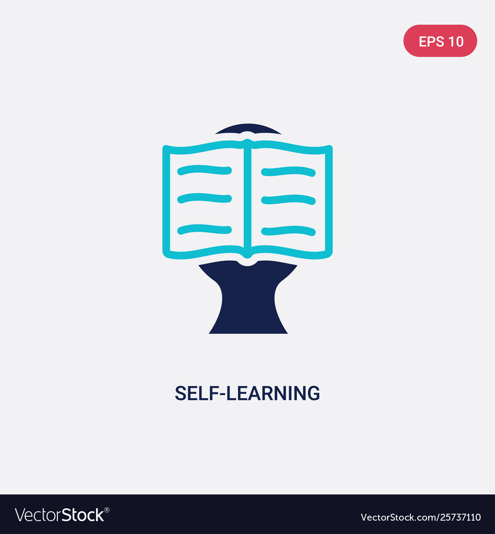 Two color self-learning icon from e-learning