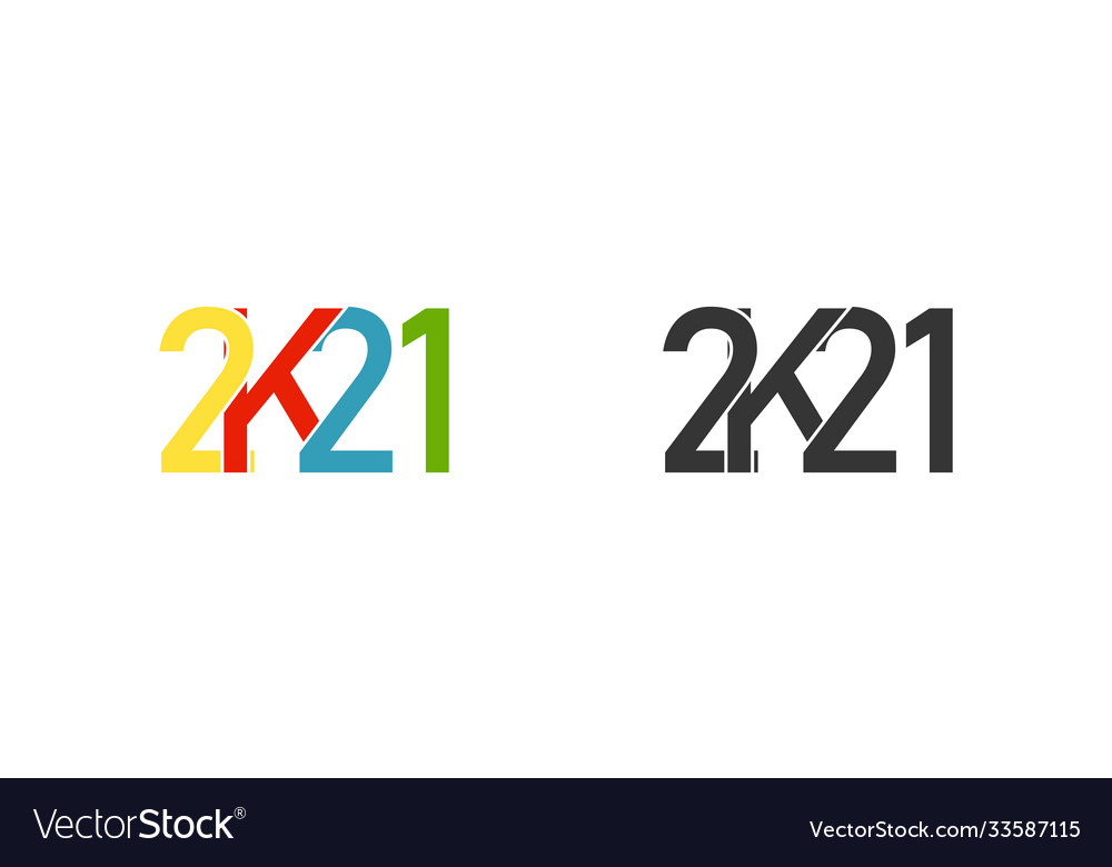 2021 happy new year icon in modern flat style