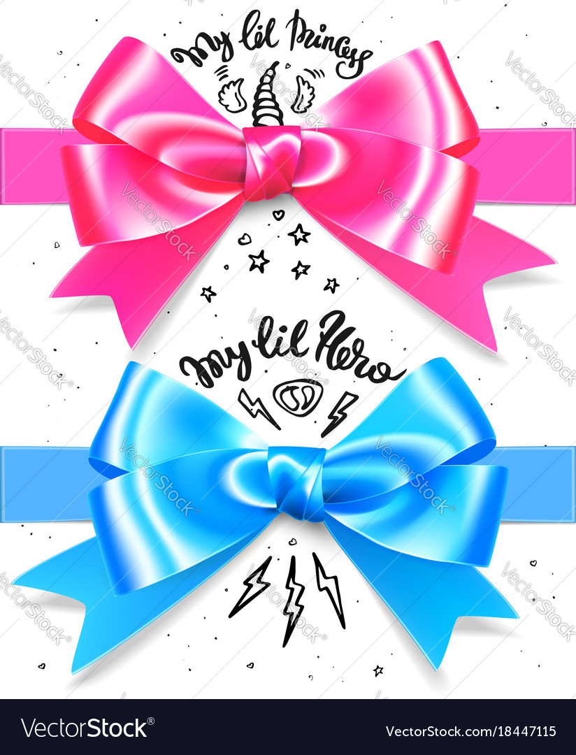 Babyboy and babygirl shiny gift bow blue pink