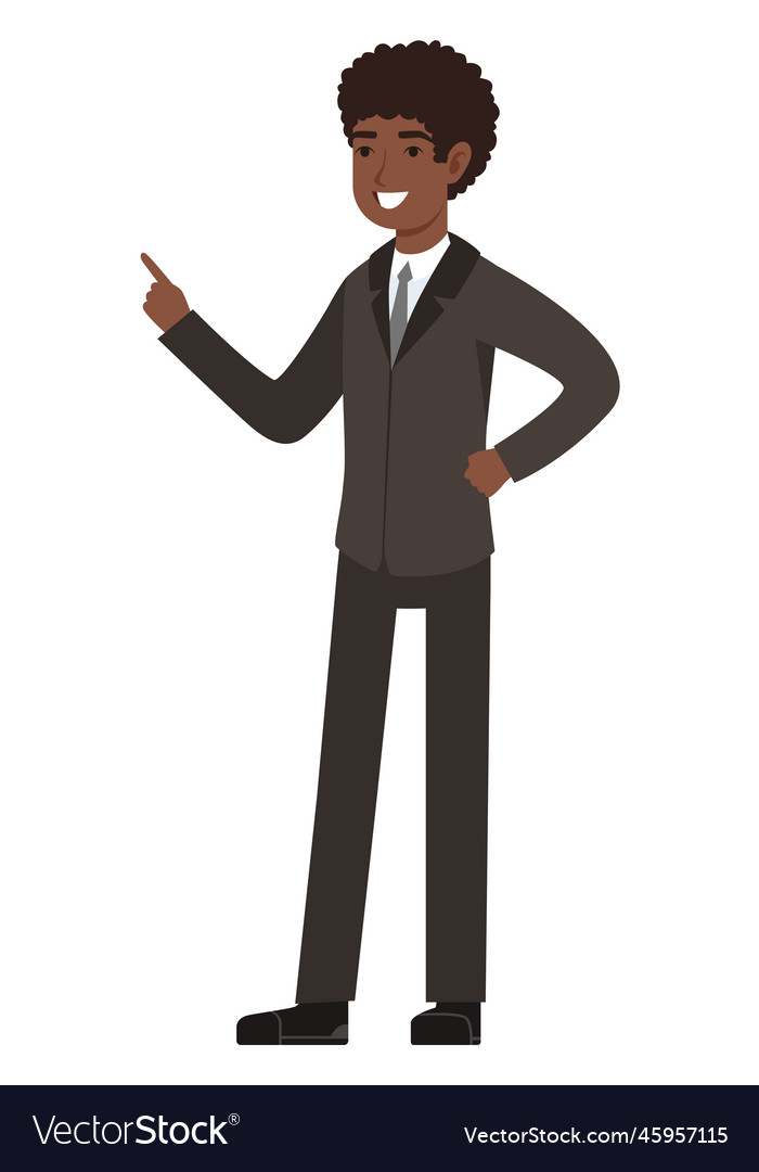 Black Young Man In Suit Successful Happy Vector Image