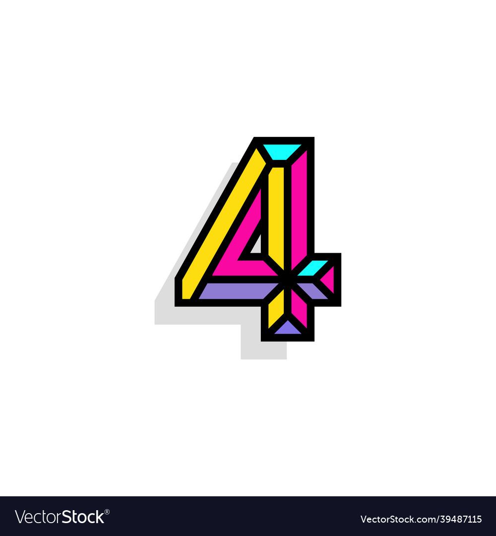 Colorful chisel number 4 vector image Colorful chisel number 4