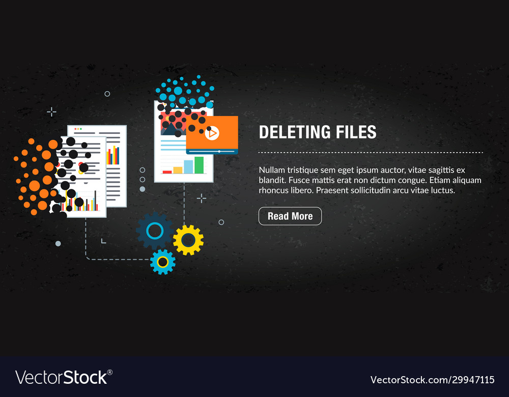 Deleting files banner internet with icons vector image Deleting files banner internet with icons